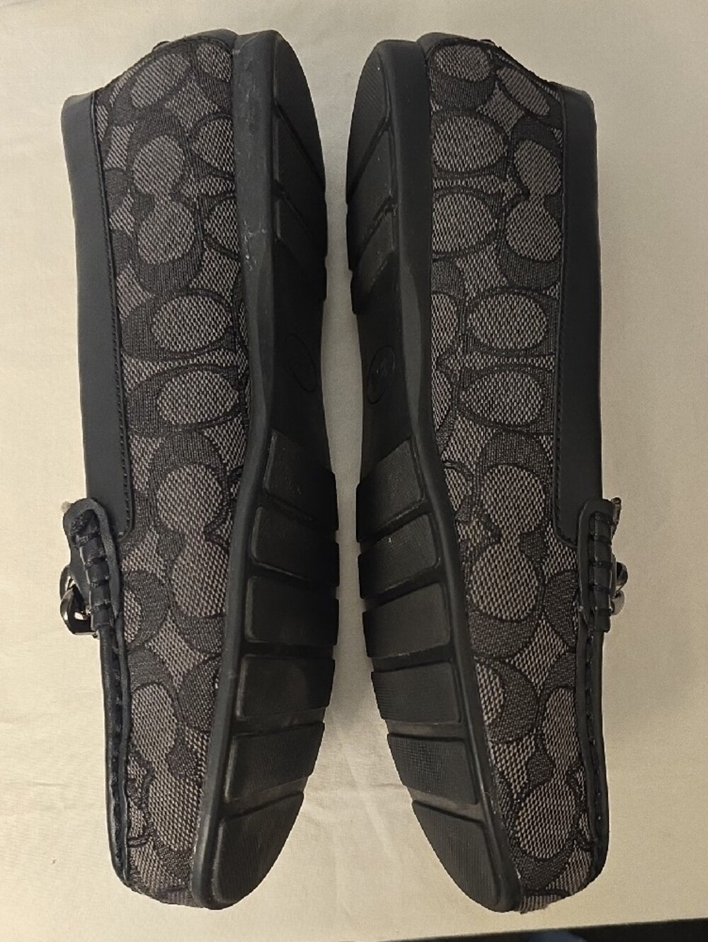 Coach Women's Gray Signature Canvas Bit Loafers with Black Trim - Picture 4 of 10